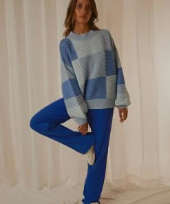 Peppermayo Exclusive Tulum Nights Knit Jumper - Blue Patchwork