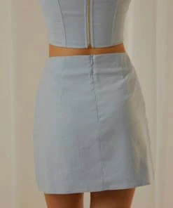 Peppermayo Exclusive Rooftop Drinks Mini Skirt - Sky Blue New & Most Loved
