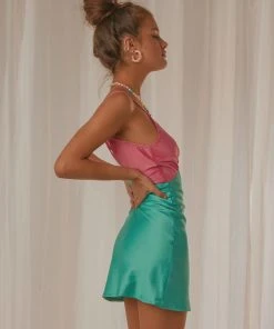 Peppermayo Exclusive Momentary Muse Mini Dress - Jade And Pink New & Most Loved 12 Peppermayo Exclusive Momentary Muse Mini Dress - Jade And Pink New & Most Loved