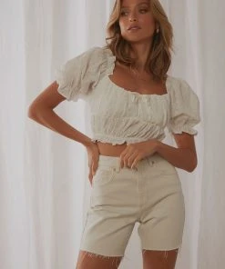 Abrand New & Most Loved A Claudia Cut Off Shorts - White Sand 4 Abrand New & Most Loved A Claudia Cut Off Shorts - White Sand