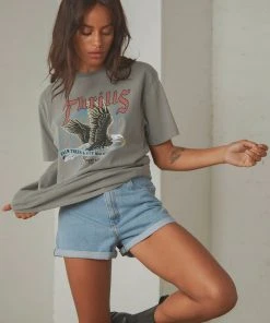 Thrills Storm The Castle Merch Fit Tee - Washed Grey New & Most Loved
