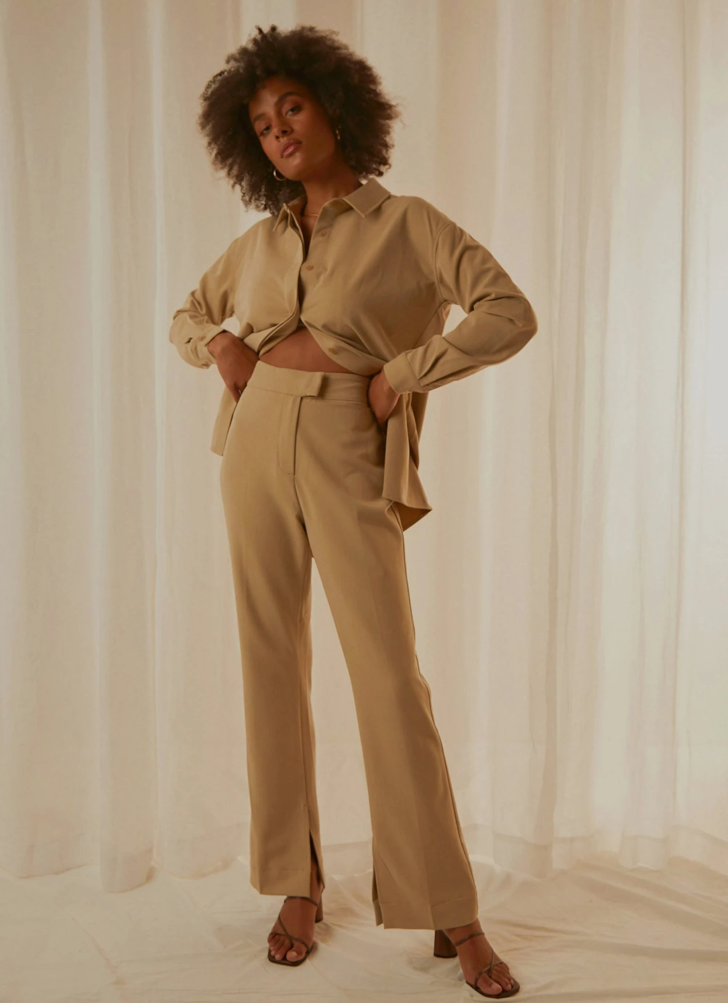 4th & Reckless Nessa Trouser - Beige New & Most Loved 4th & Reckless Nessa Trouser - Beige New & Most Loved