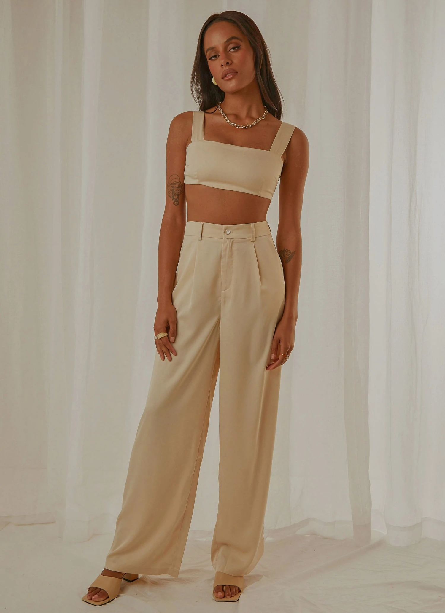 Peppermayo Exclusive New & Most Loved Milano Satin Pant - Ivory 4 Peppermayo Exclusive New & Most Loved Milano Satin Pant - Ivory