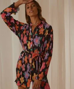 Peppermayo Exclusive Soho Chic Shirt Dress - Noir Bloom