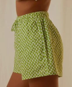 Peppermayo Exclusive Seventies Groove Shorts - Lime Warp Check 12 Peppermayo Exclusive Seventies Groove Shorts - Lime Warp Check
