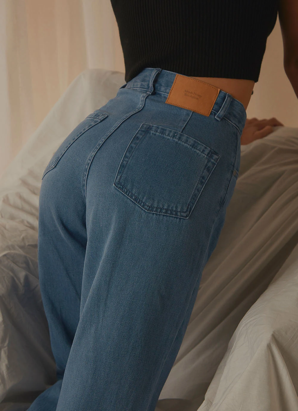 Afends Shelby Hemp Denim High Waist Wide Leg Jean - Classic Blue Afends Shelby Hemp Denim High Waist Wide Leg Jean - Classic Blue