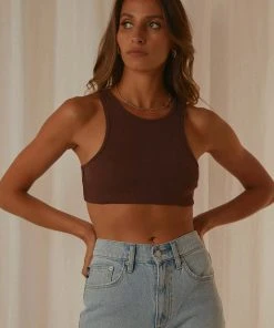 Peppermayo Exclusive Alfie Crop Singlet - Chocolate