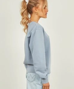 Nude Lucy Nude Classics Slogan Sweat - Denim Blue New & Most Loved 10 Nude Lucy Nude Classics Slogan Sweat - Denim Blue New & Most Loved