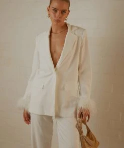 Peppermayo Exclusive New & Most Loved Shake It Off Feather Blazer - Snow - Pre-Order