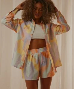 Peppermayo Exclusive New & Most Loved Emme Linen Shirt - Pastel Wave