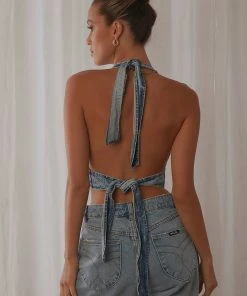 Lioness Fashion New & Most Loved Provence Halter Top - Light Denim 10 Lioness Fashion New & Most Loved Provence Halter Top - Light Denim