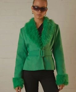 Peppermayo Exclusive New & Most Loved Maddy Faux Fur Jacket - Jade Green