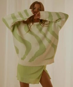 Peppermayo Exclusive The Lola Knit Jumper - Lime Wave New & Most Loved