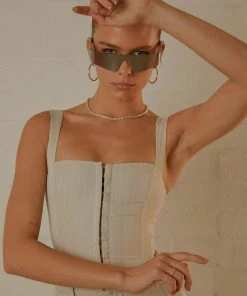 Peppermayo Exclusive Mia Suit Bustier - Stone Pinstripe - Pre-Order 11 Peppermayo Exclusive Mia Suit Bustier - Stone Pinstripe - Pre-Order