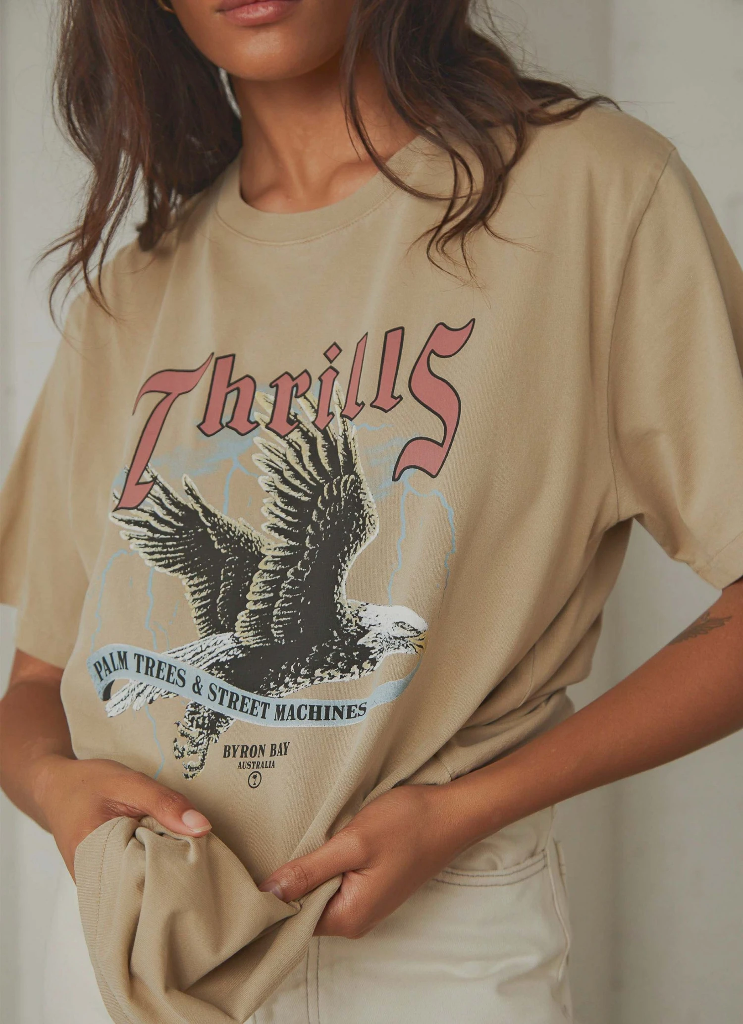 Thrills Storm The Castle Merch Fit Tee - Vintage Khaki New & Most Loved 3 Thrills Storm The Castle Merch Fit Tee - Vintage Khaki New & Most Loved