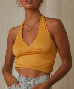 Peppermayo New & Most Loved Making Waves Halter Top - Mango