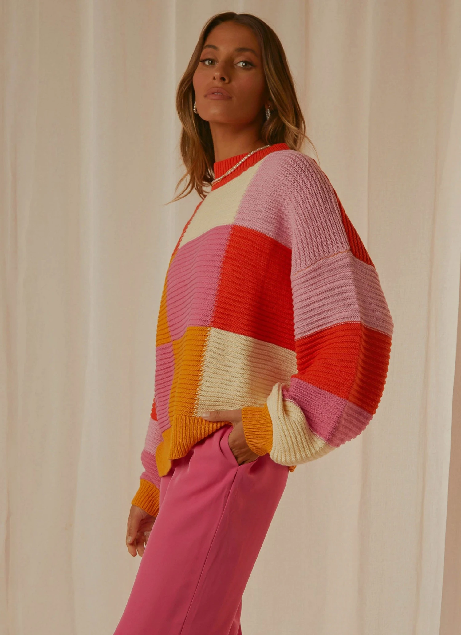 Peppermayo Exclusive New & Most Loved Tulum Nights Knit Jumper - Pink Patchwork 6 Peppermayo Exclusive New & Most Loved Tulum Nights Knit Jumper - Pink Patchwork