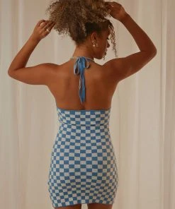 Peppermayo To The Limit Knit Halter Dress - Blue