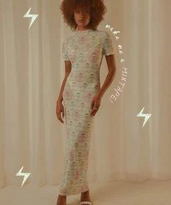 Peppermayo Exclusive New & Most Loved Into The City Mesh Maxi Dress - Pastel Mixtape - Pre-Order