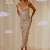 Peppermayo Exclusive Art Films Cowl Maxi Dress - Pastel Wave