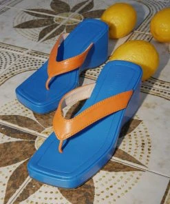 Cult Avenue House Party Sandals - Cobalt And Orange New & Most Loved