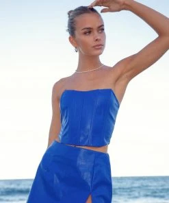Peppermayo Exclusive Memorable Moments Bustier Top - Cobalt PU New & Most Loved 10 Peppermayo Exclusive Memorable Moments Bustier Top - Cobalt PU New & Most Loved