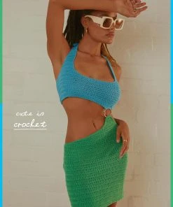 Peppermayo Exclusive New & Most Loved Jet Set Crochet Mini Dress - Blue Lagoon