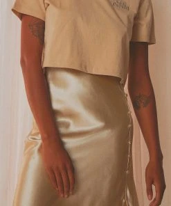 Peppermayo Summer Hues Satin Midi Skirt - Champagne New & Most Loved 6 Peppermayo Summer Hues Satin Midi Skirt - Champagne New & Most Loved