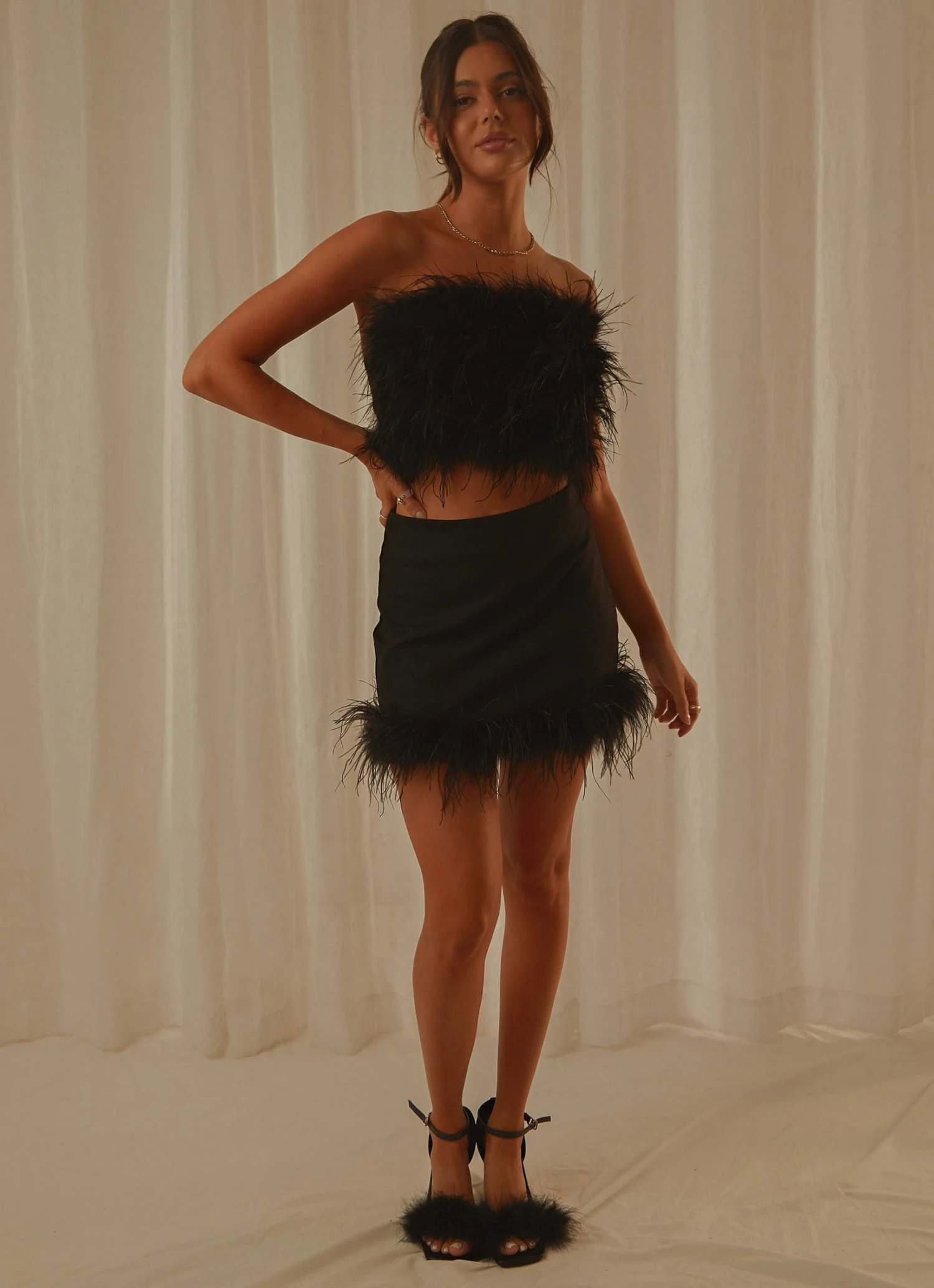 Peppermayo Exclusive The Night Is Ours Feather Crop Top - Black 4 Peppermayo Exclusive The Night Is Ours Feather Crop Top - Black