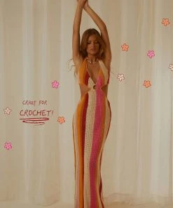 Peppermayo Exclusive Haven Crochet Maxi Dress - Sunset Stripe New & Most Loved