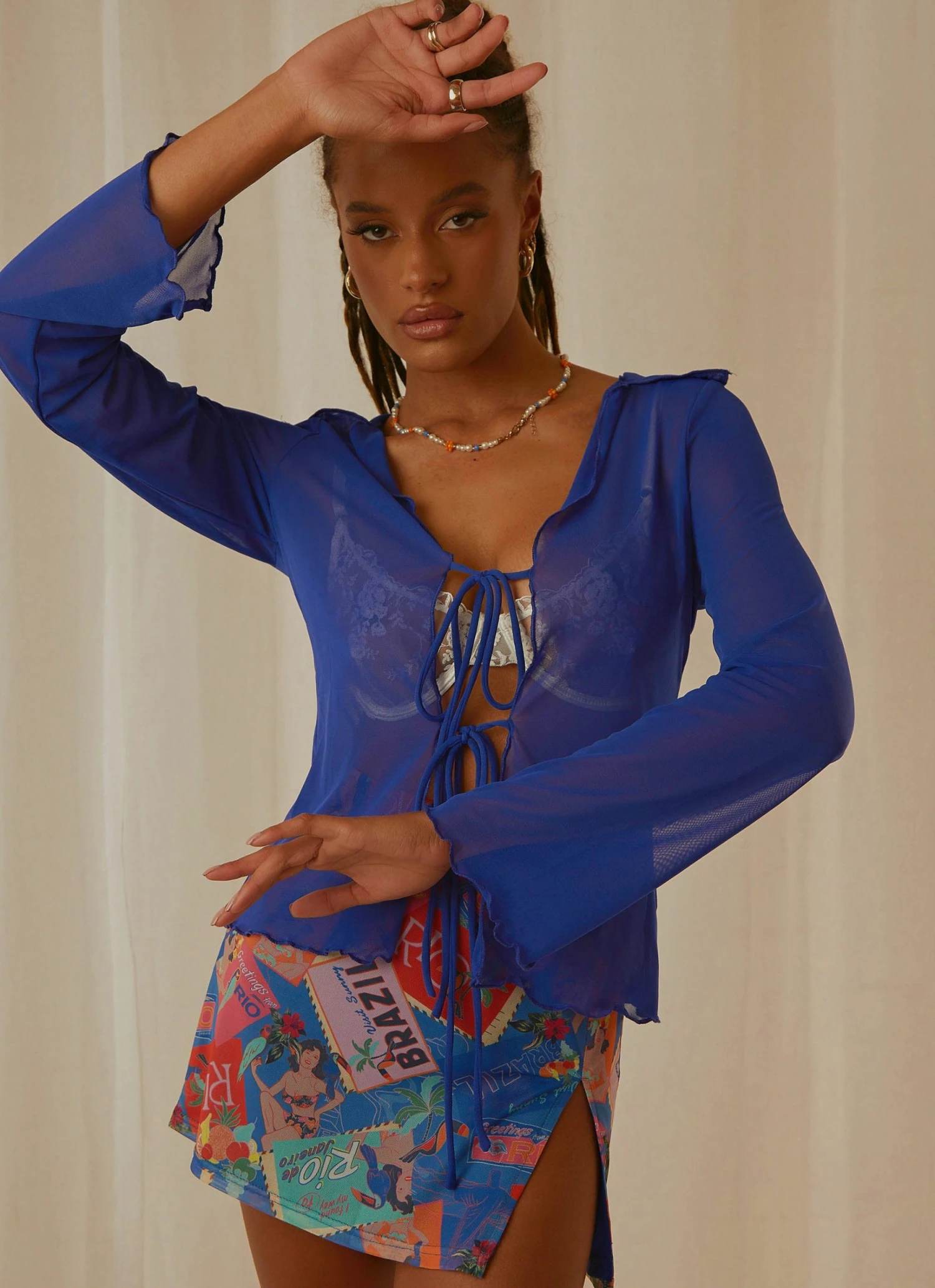 Peppermayo Exclusive Parisian Balcony Tie Top - Cobalt -Pre-Order 6 Peppermayo Exclusive Parisian Balcony Tie Top - Cobalt -Pre-Order