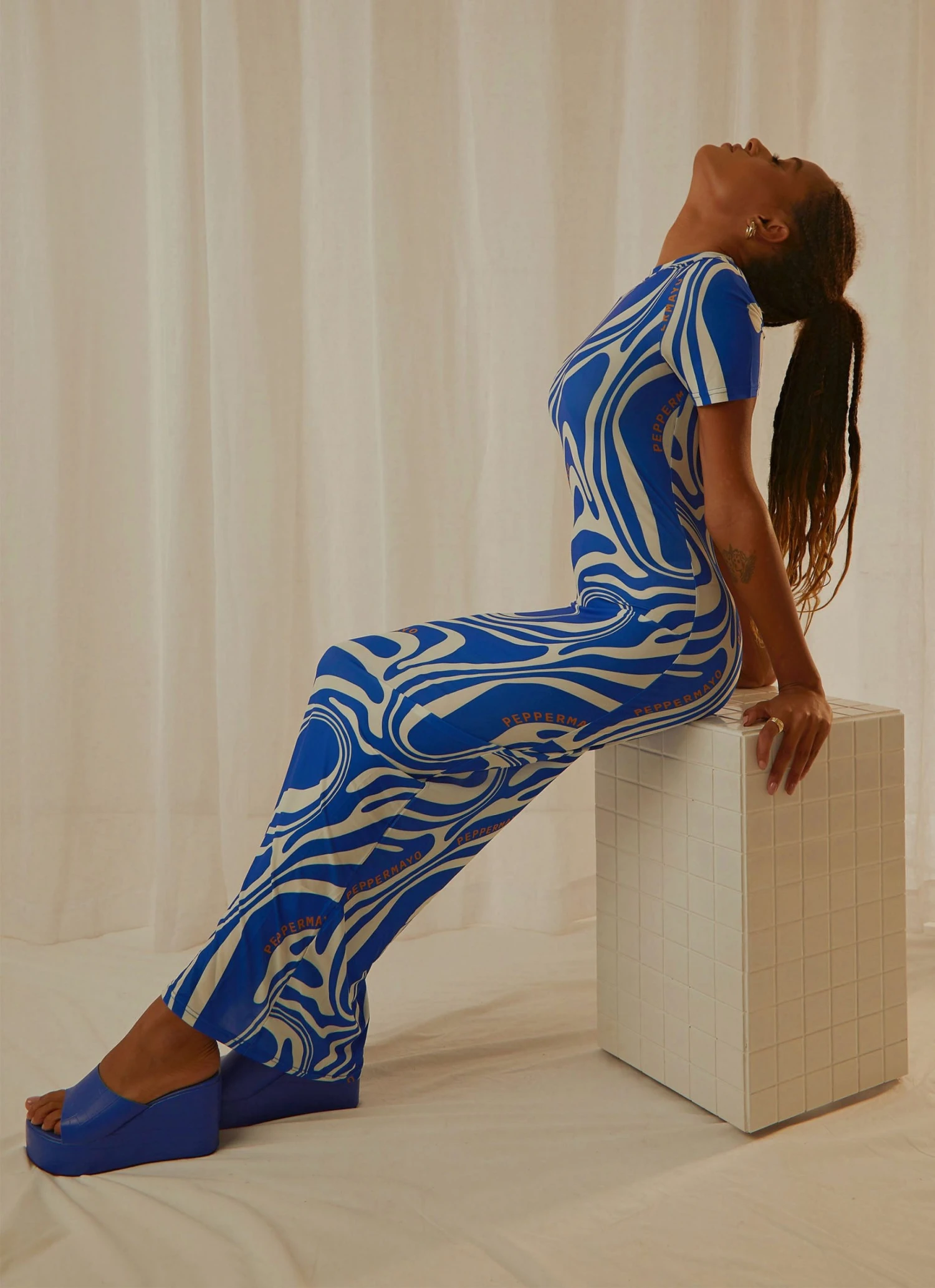 Peppermayo Exclusive Into The City Mesh Maxi Dress - Cobalt Marble 5 Peppermayo Exclusive Into The City Mesh Maxi Dress - Cobalt Marble