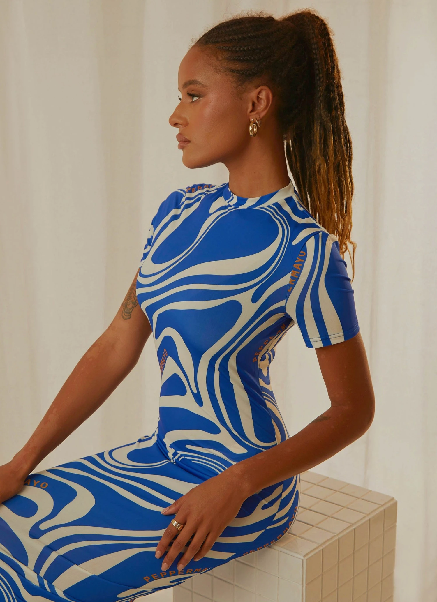 Peppermayo Exclusive Into The City Mesh Maxi Dress - Cobalt Marble 3 Peppermayo Exclusive Into The City Mesh Maxi Dress - Cobalt Marble