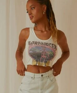 Wrangler New & Most Loved Floral Bones Tank - Vintage White