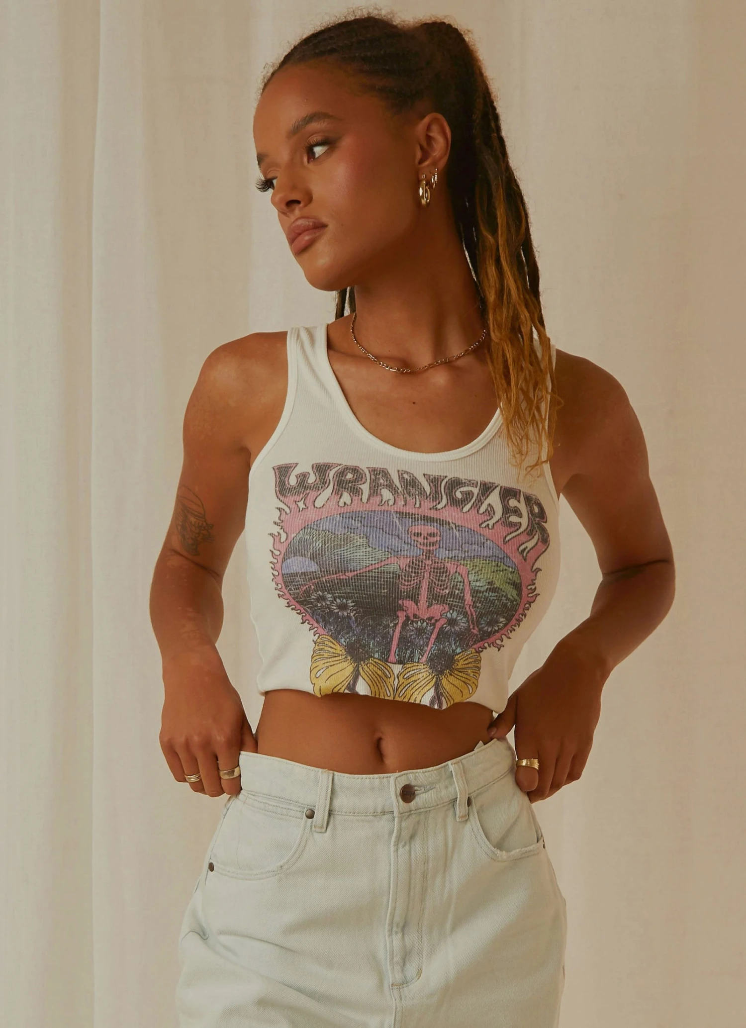 Wrangler New & Most Loved Floral Bones Tank - Vintage White 4 Wrangler New & Most Loved Floral Bones Tank - Vintage White