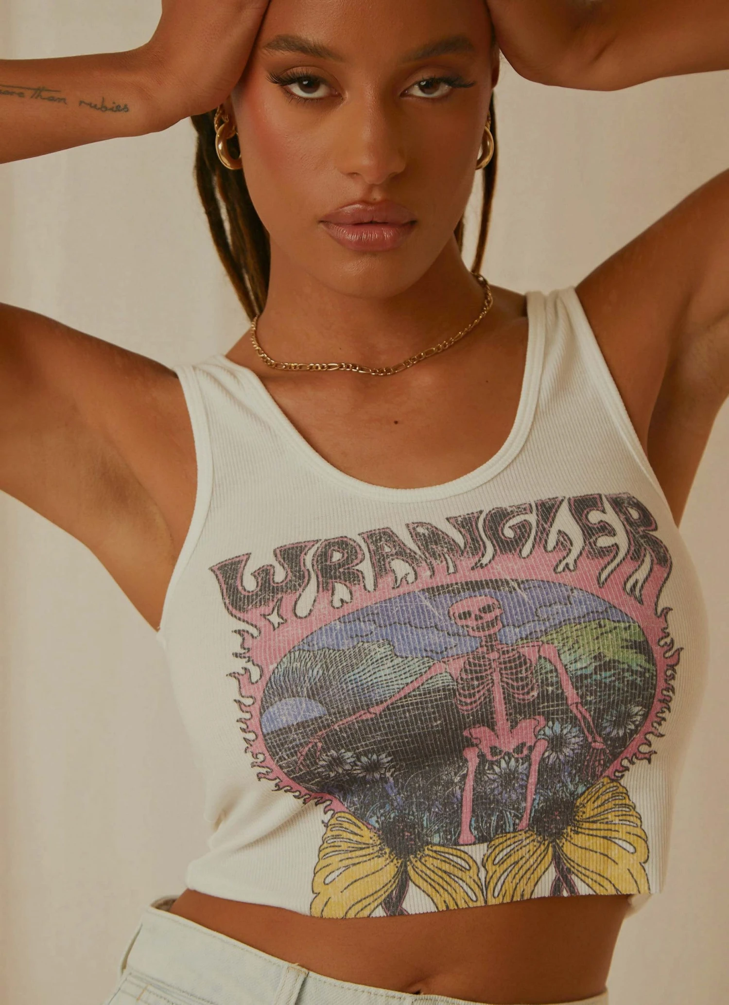 Wrangler New & Most Loved Floral Bones Tank - Vintage White 3 Wrangler New & Most Loved Floral Bones Tank - Vintage White