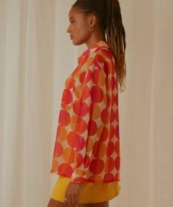 Peppermayo Exclusive New & Most Loved Paradise Found Sheer Shirt - Sunset Geo 10 Peppermayo Exclusive New & Most Loved Paradise Found Sheer Shirt - Sunset Geo