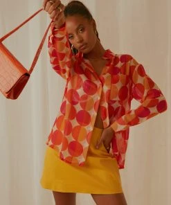 Peppermayo Exclusive New & Most Loved Paradise Found Sheer Shirt - Sunset Geo