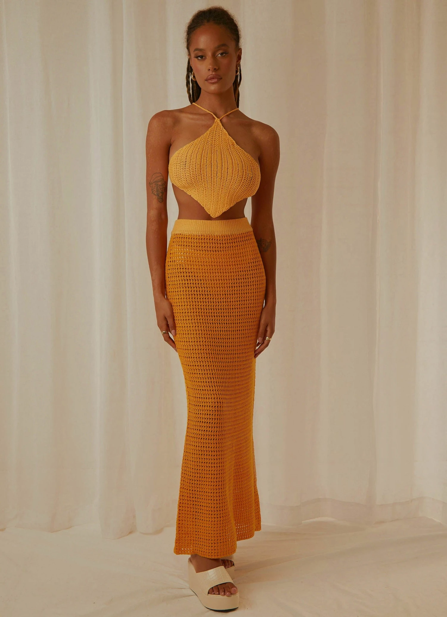 Peppermayo Exclusive New & Most Loved Aloha Shores Crochet Maxi Skirt - Mango 5 Peppermayo Exclusive New & Most Loved Aloha Shores Crochet Maxi Skirt - Mango