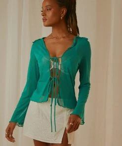 Peppermayo Exclusive Parisian Balcony Tie Top - Jade Green-Pre Order New & Most Loved