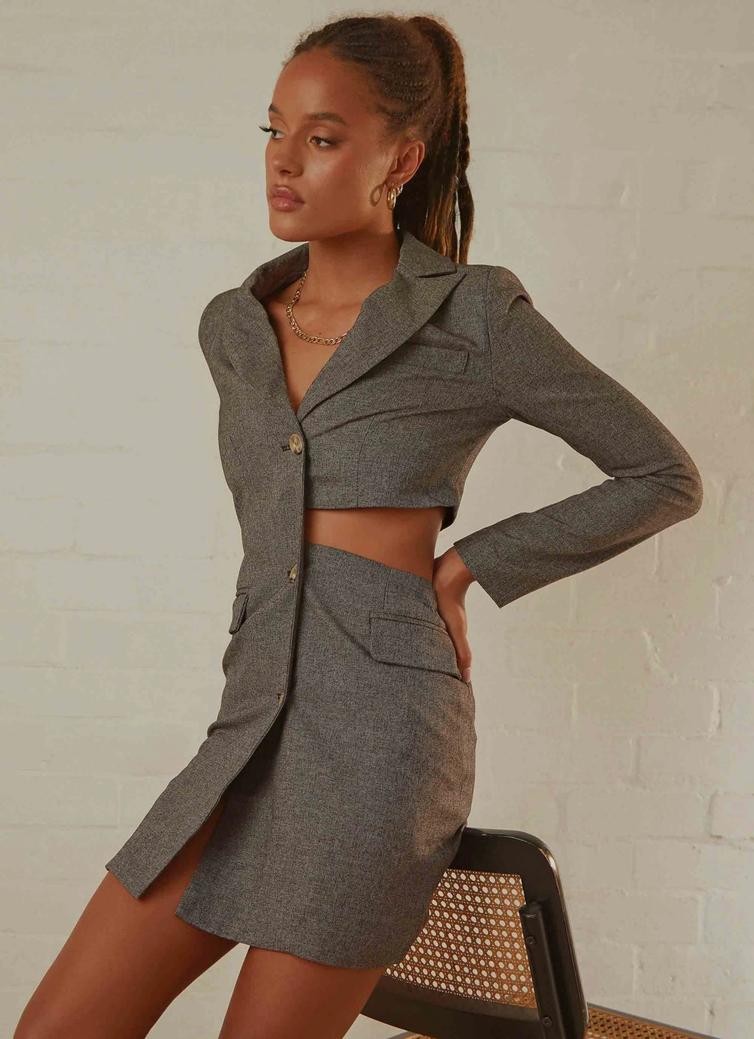 4th & Reckless Josilyn Blazer Dress - Grey 3 4th & Reckless Josilyn Blazer Dress - Grey