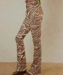 Peppermayo New & Most Loved Elena Flare Pants - Brown Swirl Print 10 Peppermayo New & Most Loved Elena Flare Pants - Brown Swirl Print