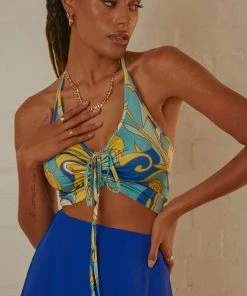 Peppermayo Can't Stop The Beat Crop - Blue Paisley New & Most Loved