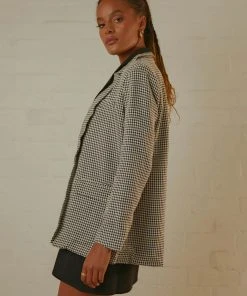 4th & Reckless Jorden Blazer - Black And White Check New & Most Loved