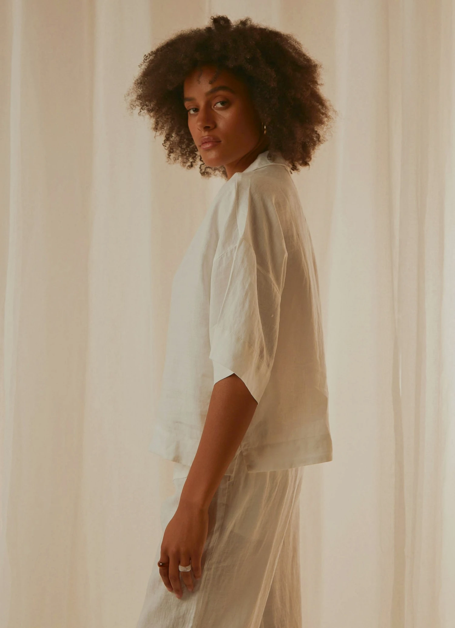 Nude Lucy Nude Linen Lounge Shirt - White New Tops 6 Nude Lucy Nude Linen Lounge Shirt - White New Tops