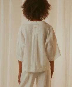 Nude Lucy Nude Linen Lounge Shirt - White New Tops 16 Nude Lucy Nude Linen Lounge Shirt - White New Tops