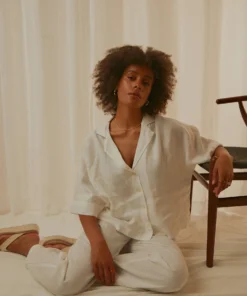 Nude Lucy Nude Linen Lounge Shirt - White New Tops