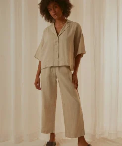 Nude Lucy Nude Linen Lounge Shirt - Natural New Tops