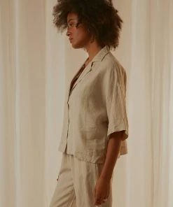 Nude Lucy Nude Linen Lounge Shirt - Natural New Tops 4 Nude Lucy Nude Linen Lounge Shirt - Natural New Tops
