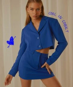 Peppermayo Exclusive Mariah Cropped Blazer - Cobalt